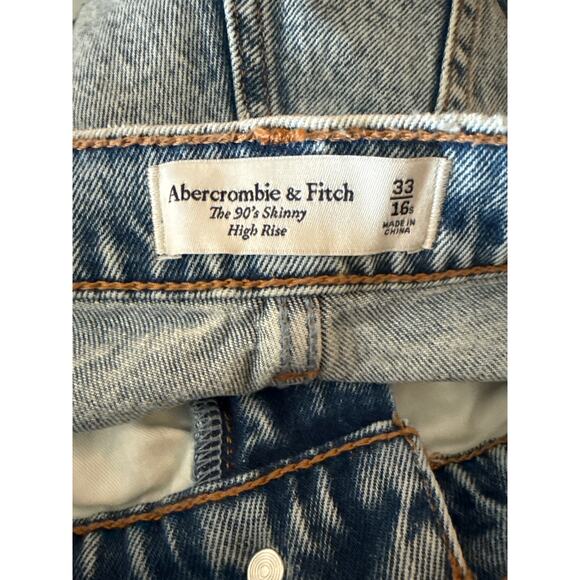 Abercrombie & Fitch The 90’s Skinny High-Rise Jeans Acid Wash Size 16 Short - Picture 4 of 9